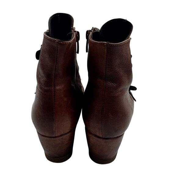 Eric Michael Lena Buttery Soft Brown Leather Buckle Wedge Booties Women's 7.5 - Picture 4 of 9